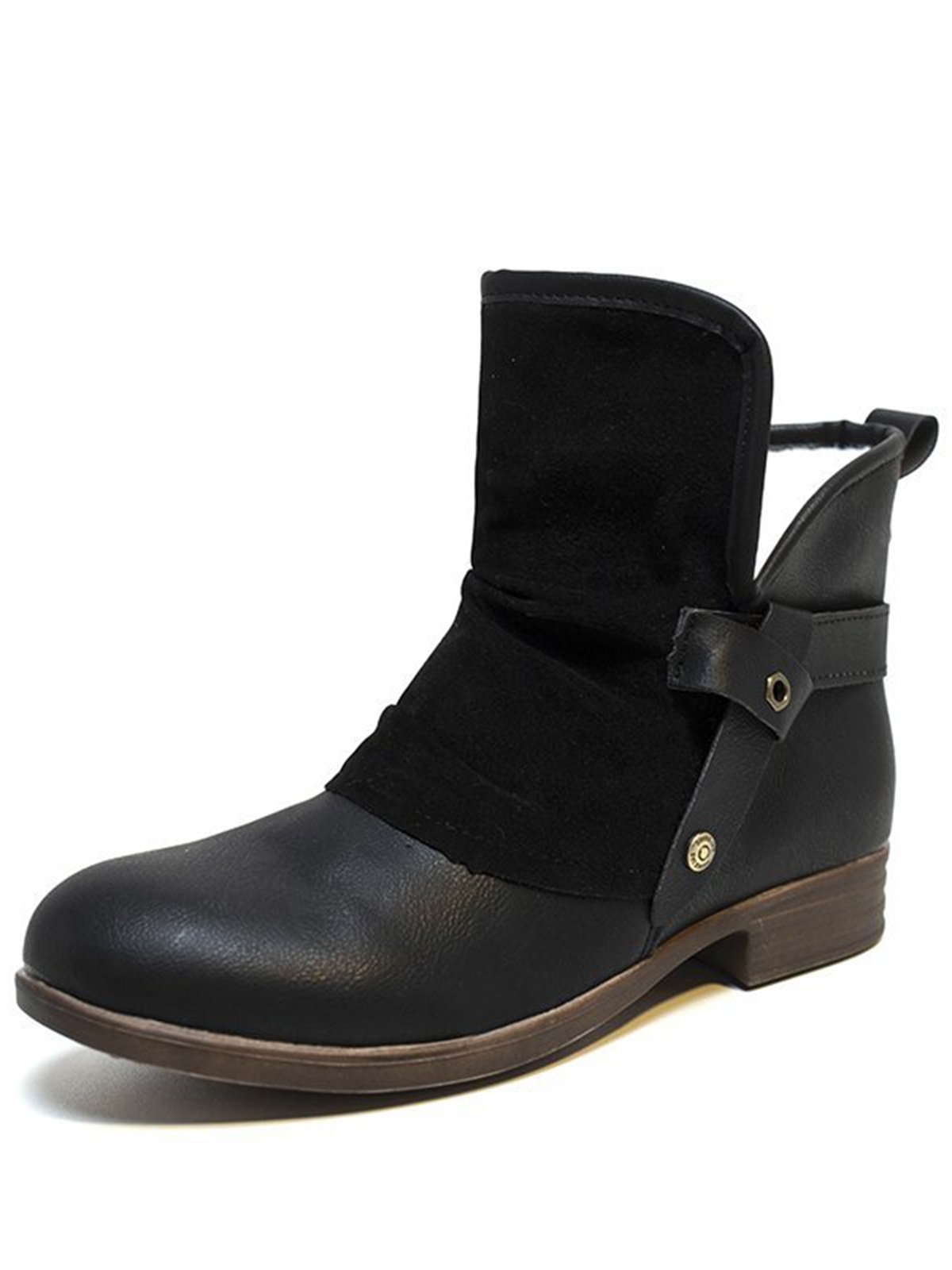 Anti-Suede Buckle Panel Vintage Insulated Booties