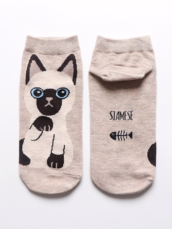 Casual Fun Cotton Animal Cat Pattern Socks Everyday Accessories