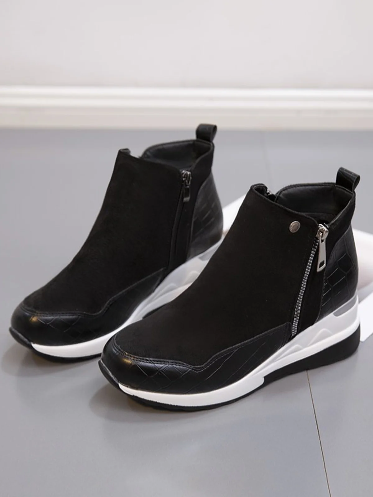 Faux Suede Panel Sports Booties