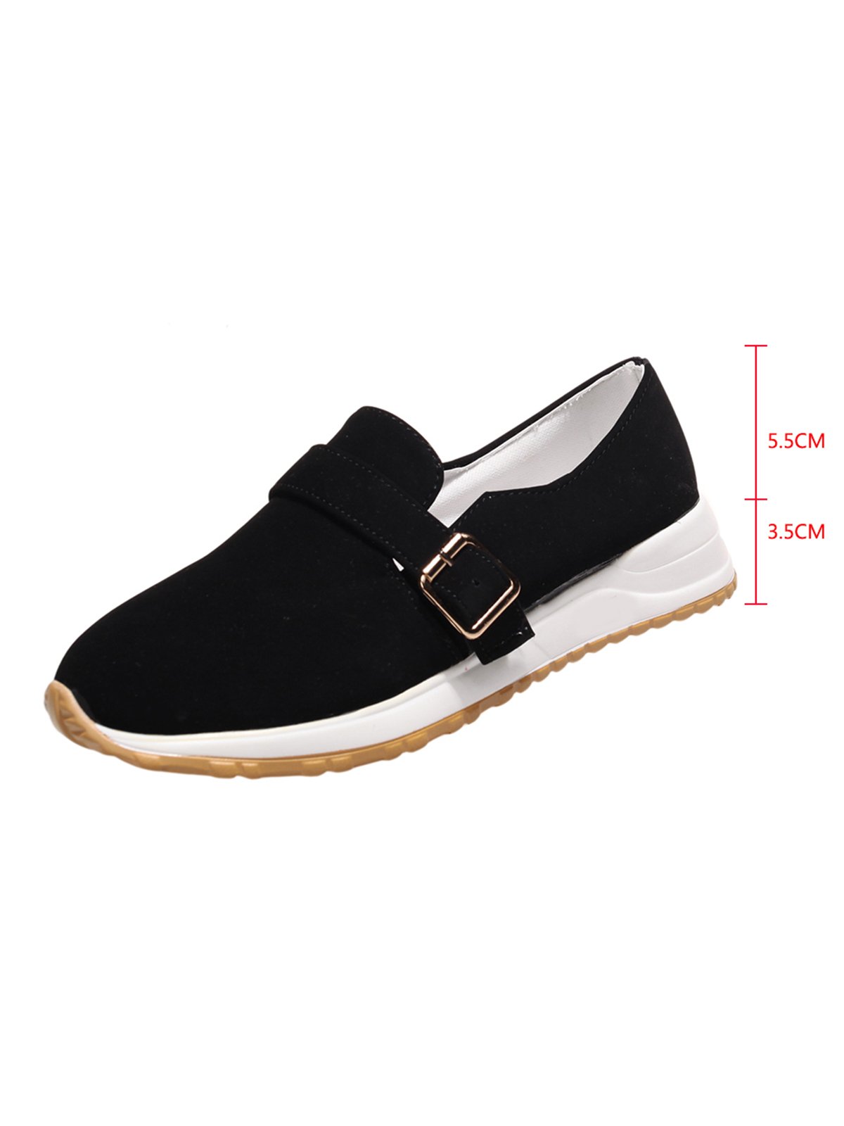 Casual Plain Color Buckle Strap Slip On Flat Sneakers