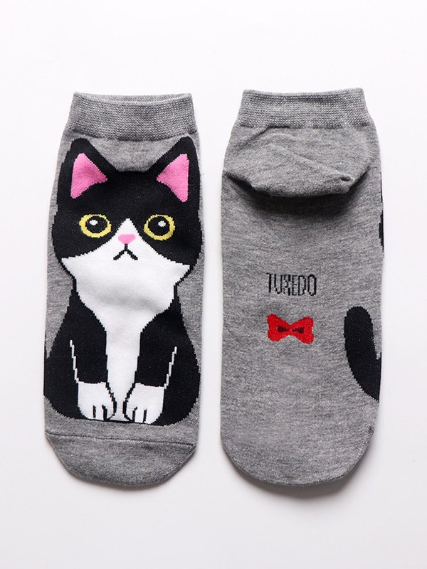 Casual Fun Cotton Animal Cat Pattern Socks Everyday Accessories