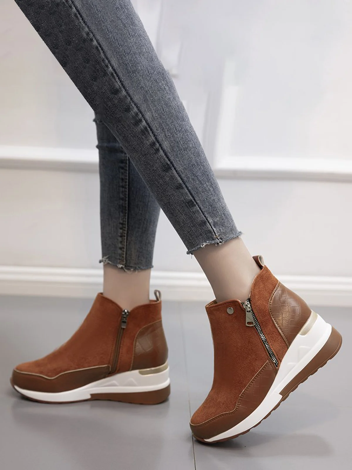 Faux Suede Panel Sports Booties