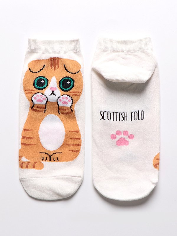 Casual Fun Cotton Animal Cat Pattern Socks Everyday Accessories