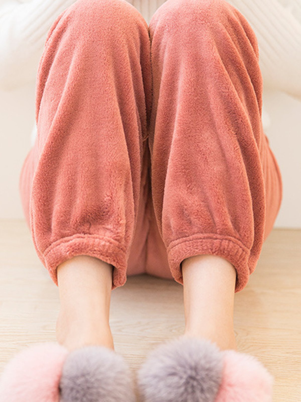 Home Warmth Thickened Coral Fleece Trousers