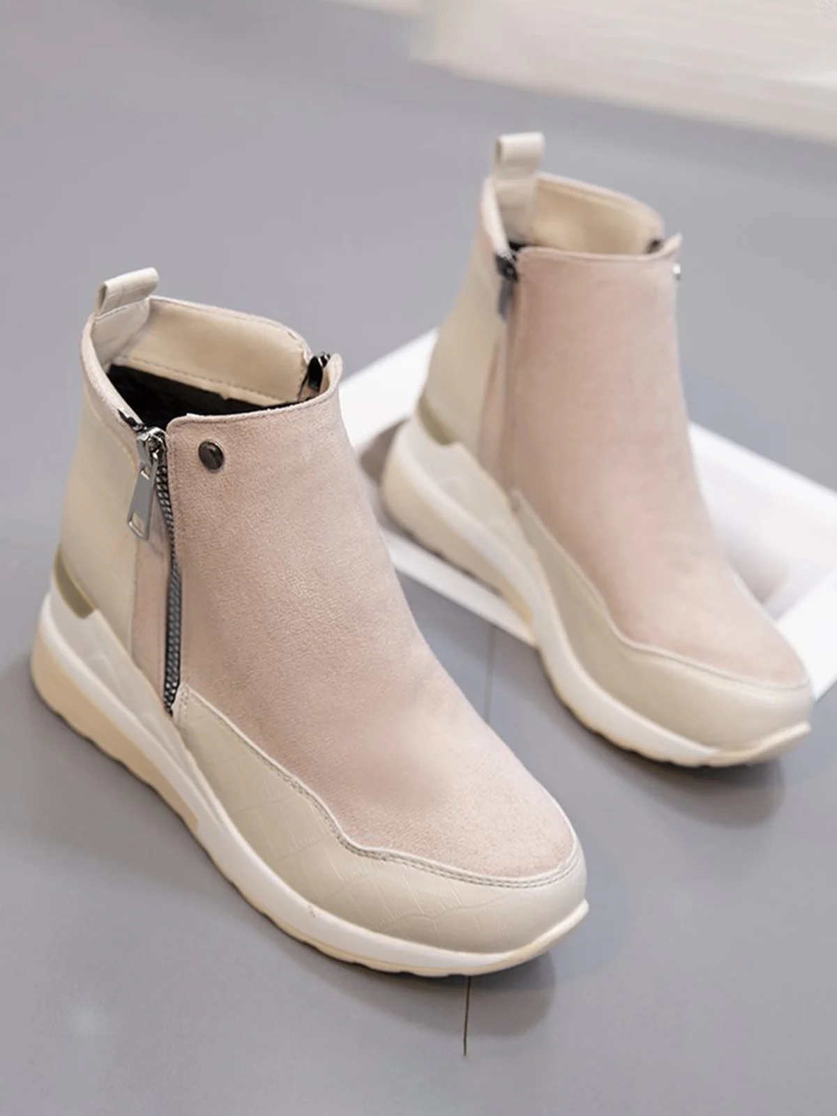 Faux Suede Panel Sports Booties
