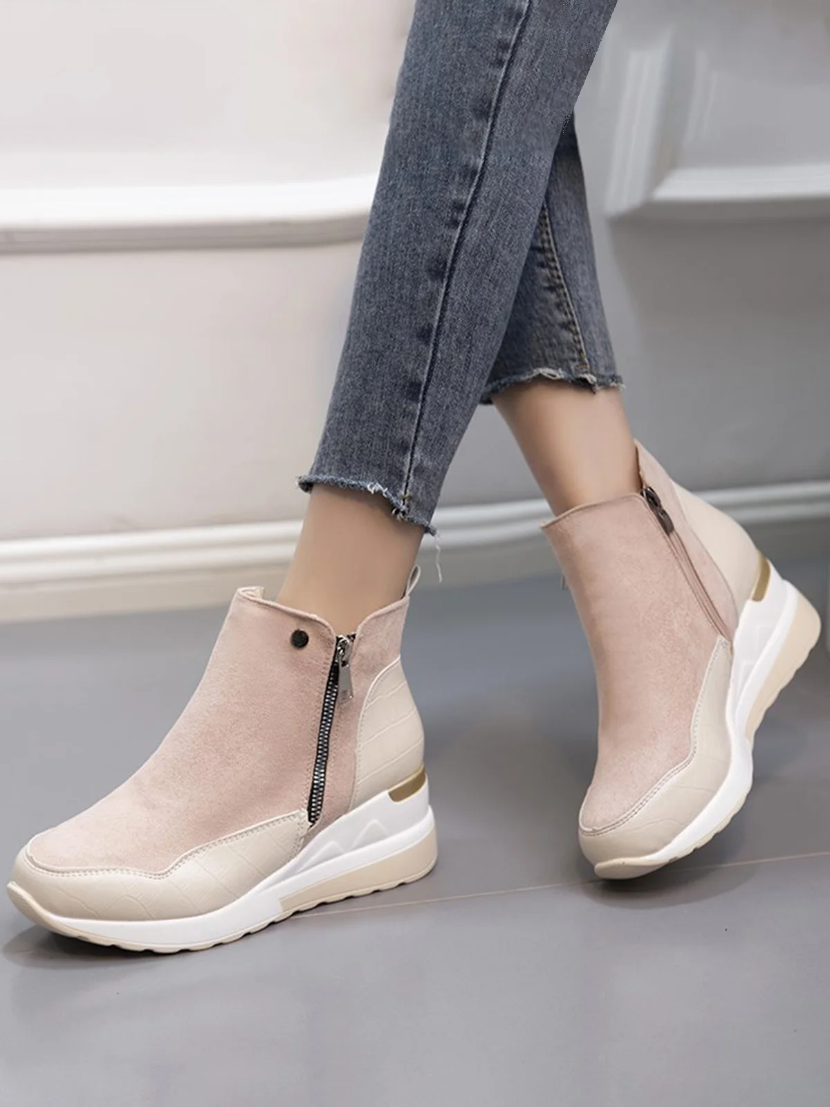 Faux Suede Panel Sports Booties
