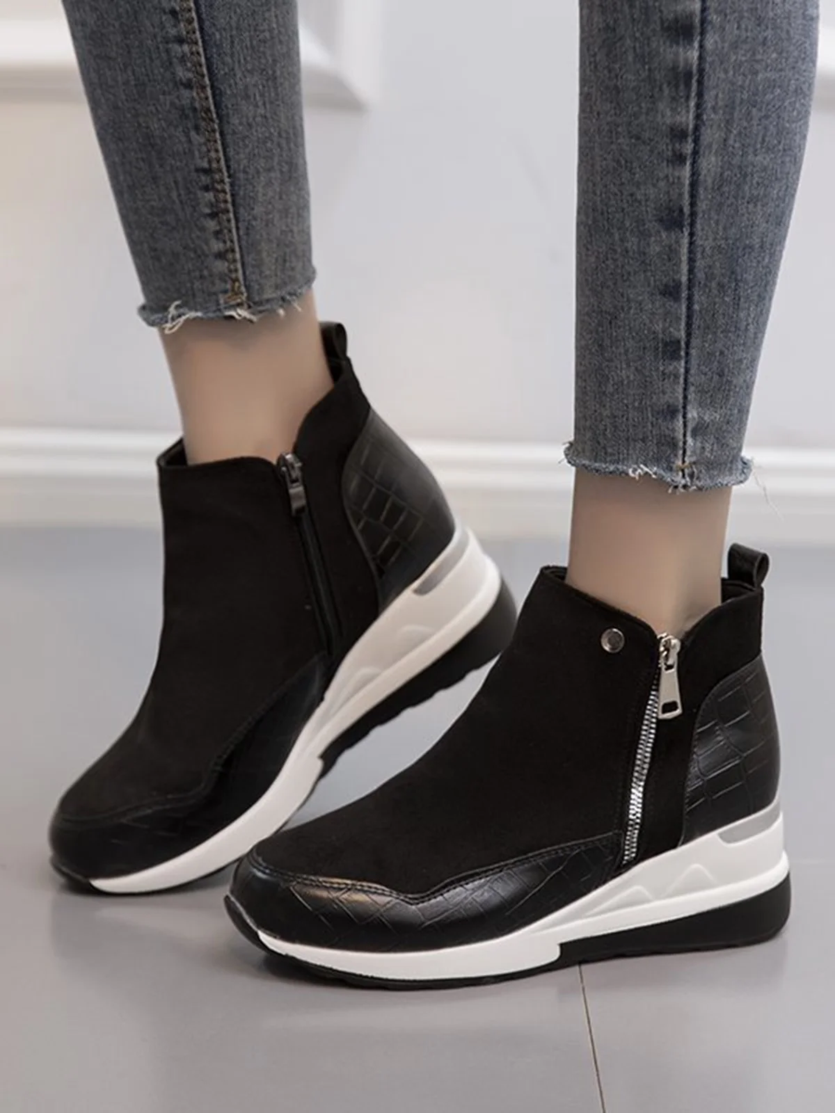 Faux Suede Panel Sports Booties