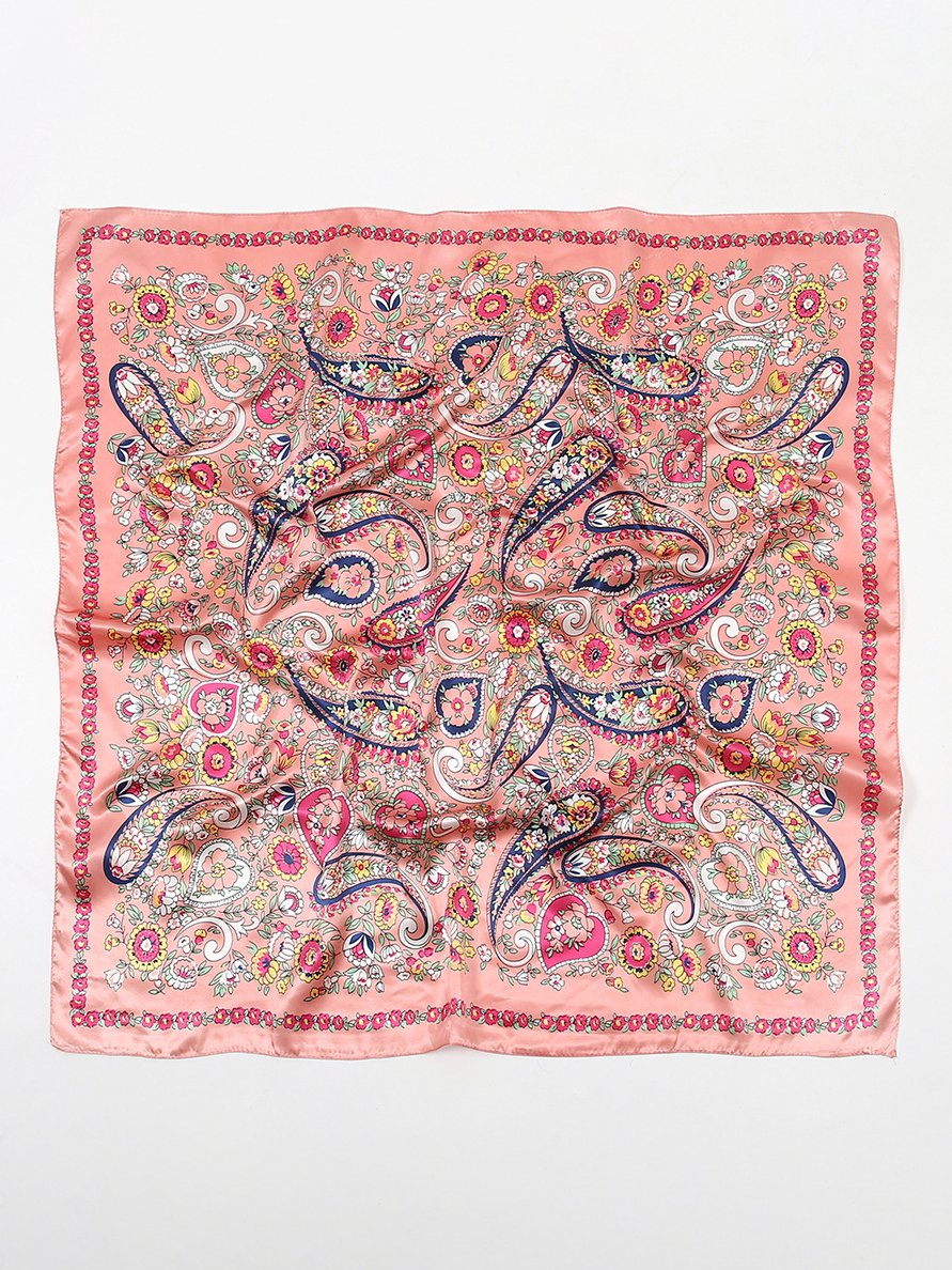Boho Casual Cashew Flower Ethnic Pattern Paisley Silk Scarf Hawaiian Vacation Accessories