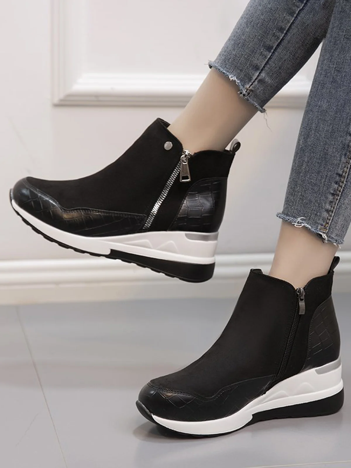 Faux Suede Panel Sports Booties