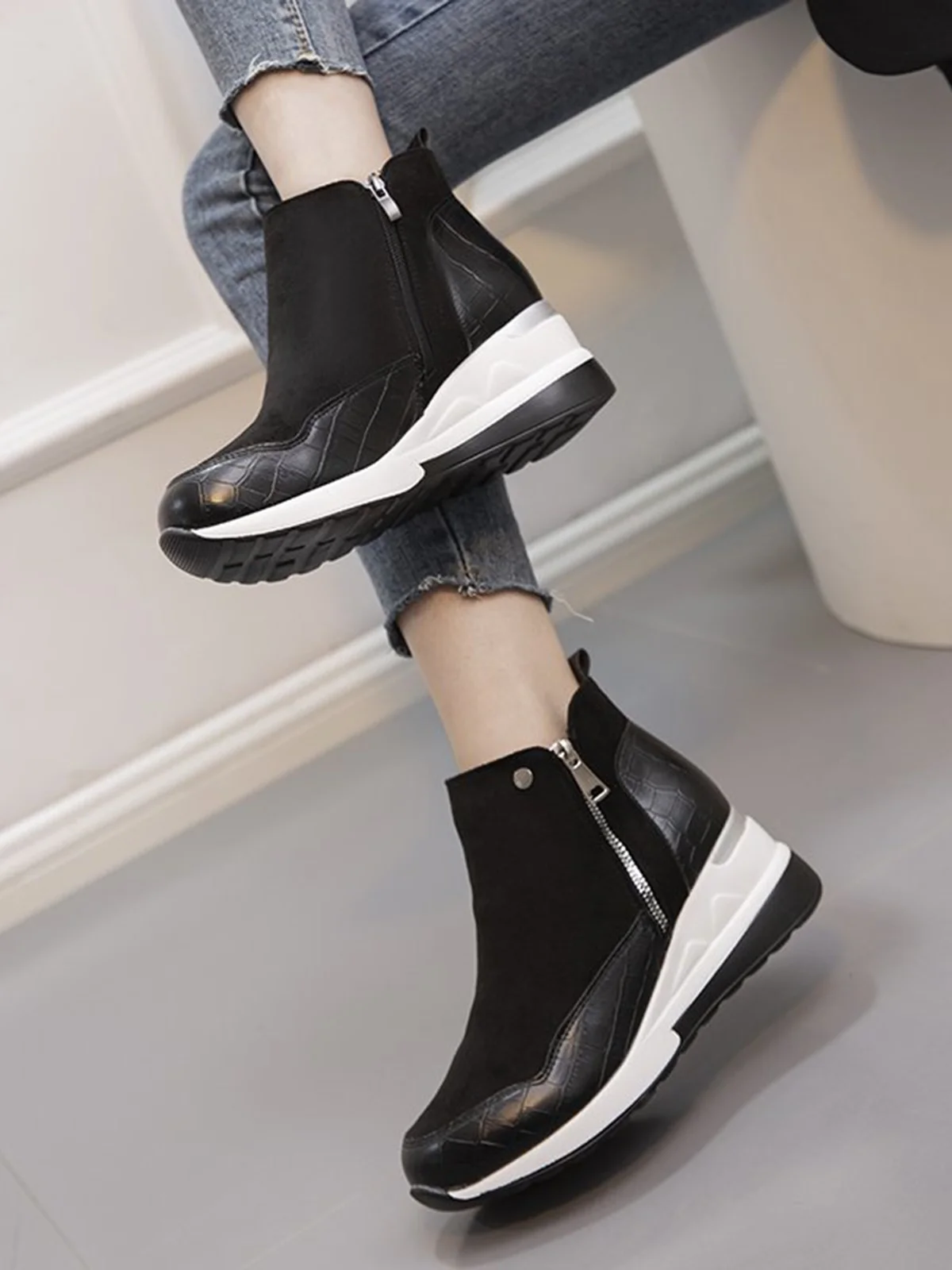 Faux Suede Panel Sports Booties