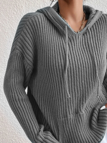 Casual Plain Pit Texture Hoodie Loose Sweater