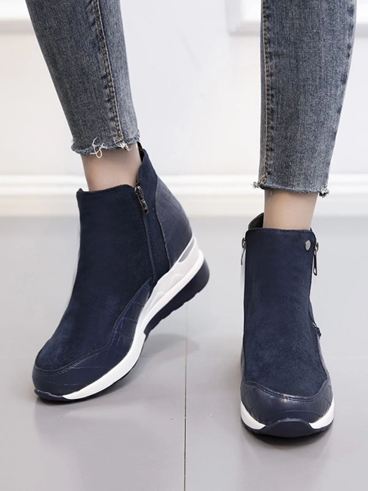 Faux Suede Panel Sports Booties