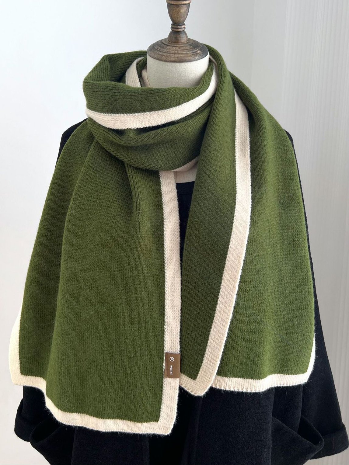 Casual Simple Contrast Color Woolen Scarf Autumn Winter Warm Accessories