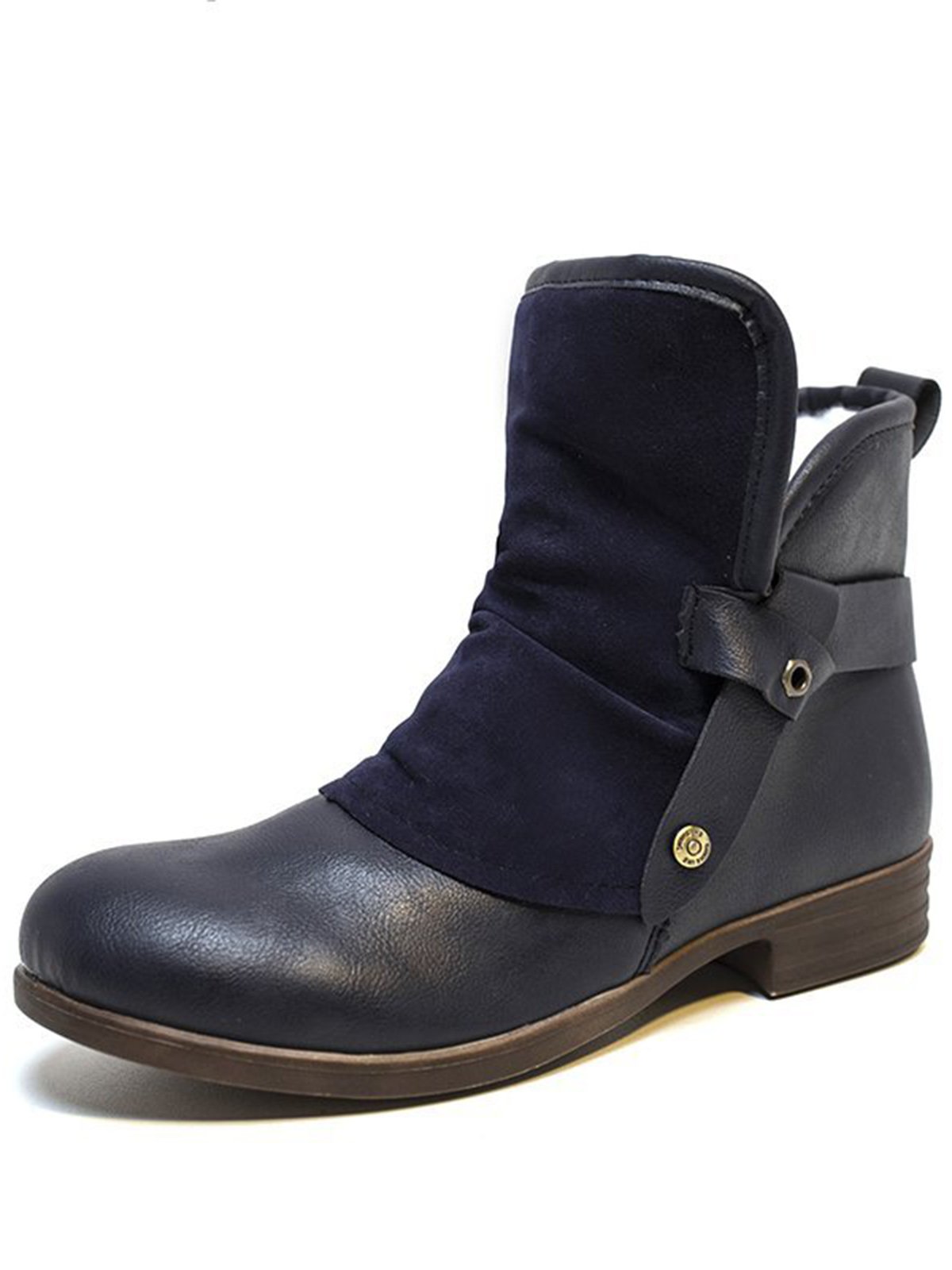 Anti-Suede Buckle Panel Vintage Insulated Booties