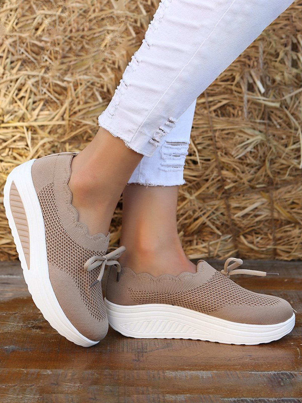 Lace Lace Up Flyknit Platform Sneakers