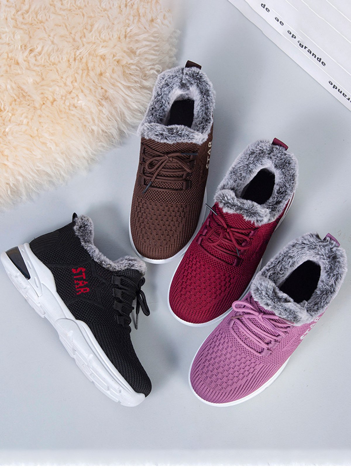 Plush Warm Lightweight Non-Slip Outdoor Sneakers