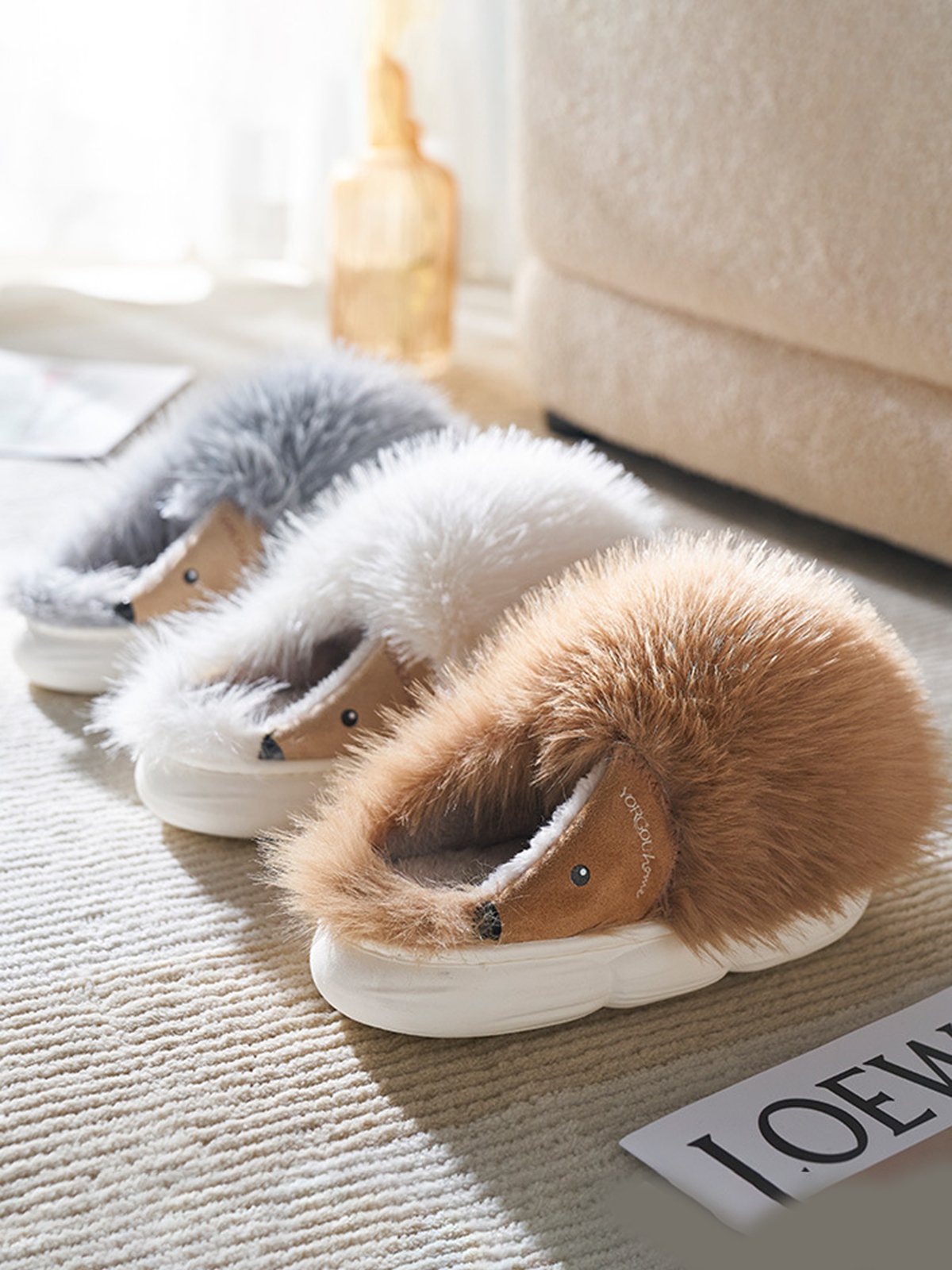Plush Warm Cute Hedgehog Home Cotton Slippers