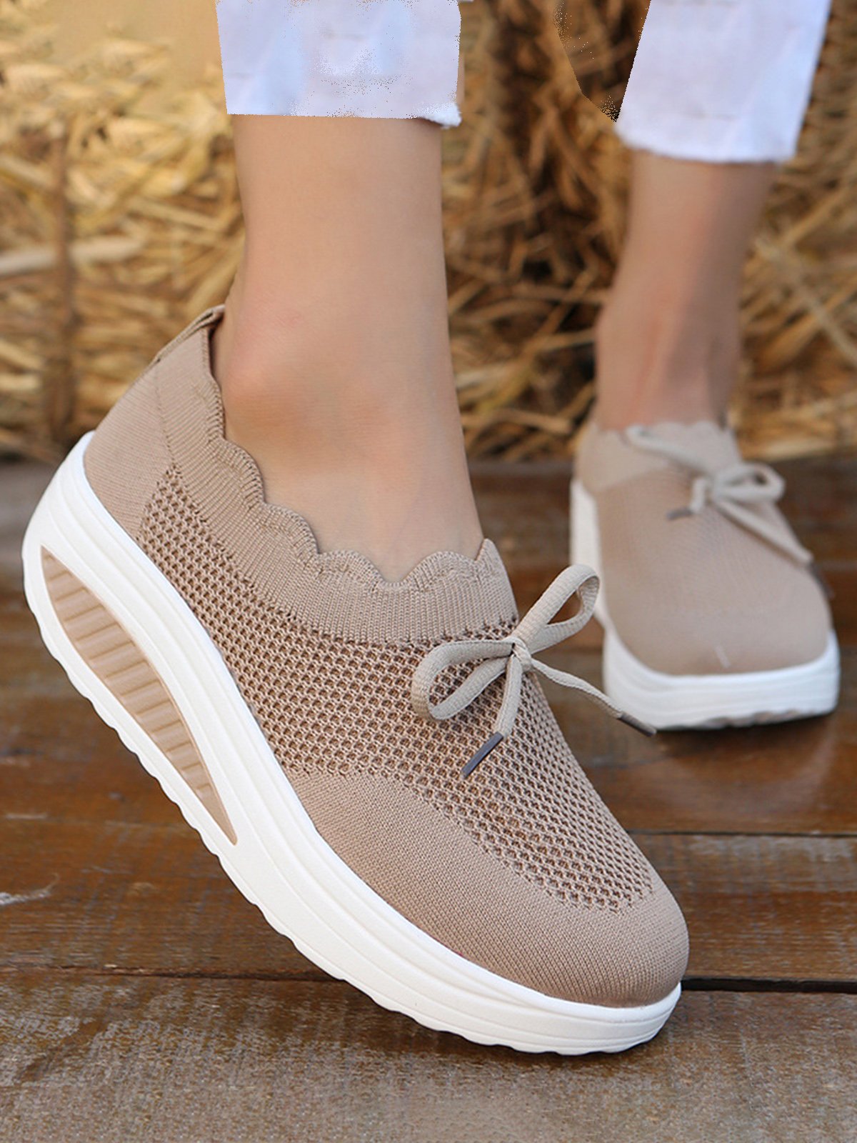 Lace Lace Up Flyknit Platform Sneakers