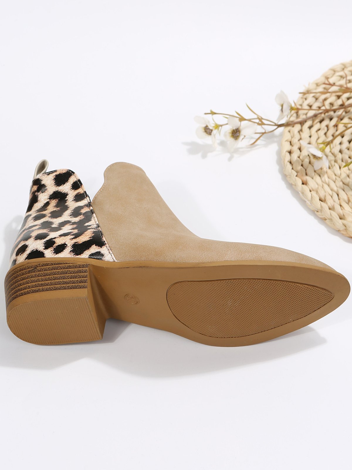 Leopard Khaki Casual Ankle Boots