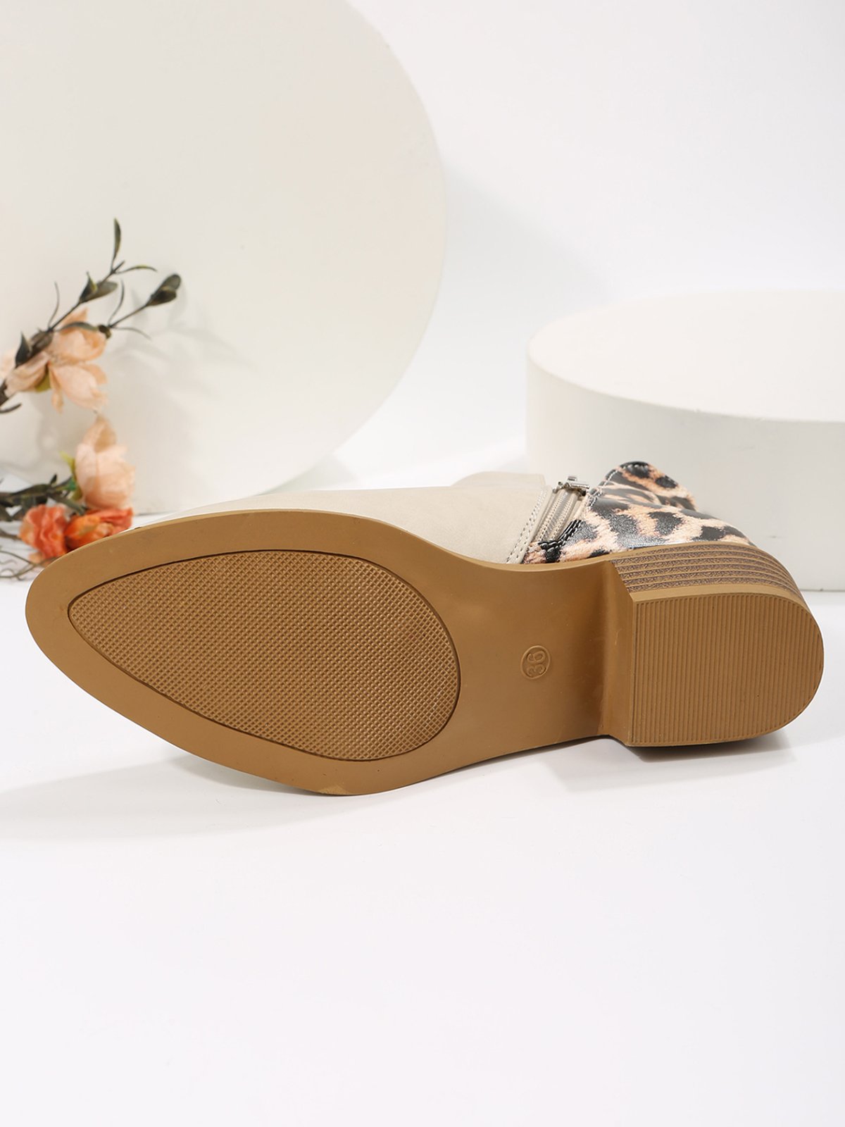 Leopard Khaki Casual Ankle Boots