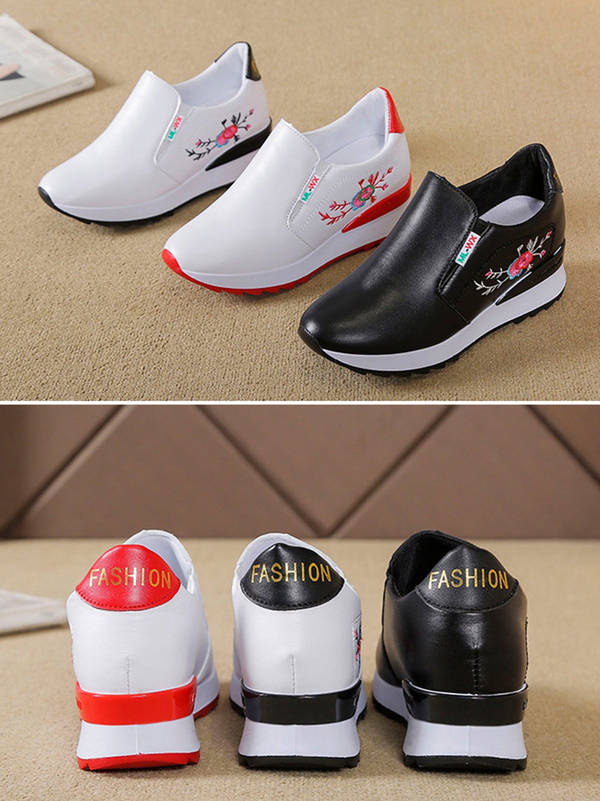 Women's Inner Height Increase Slip On Casual Sneakers