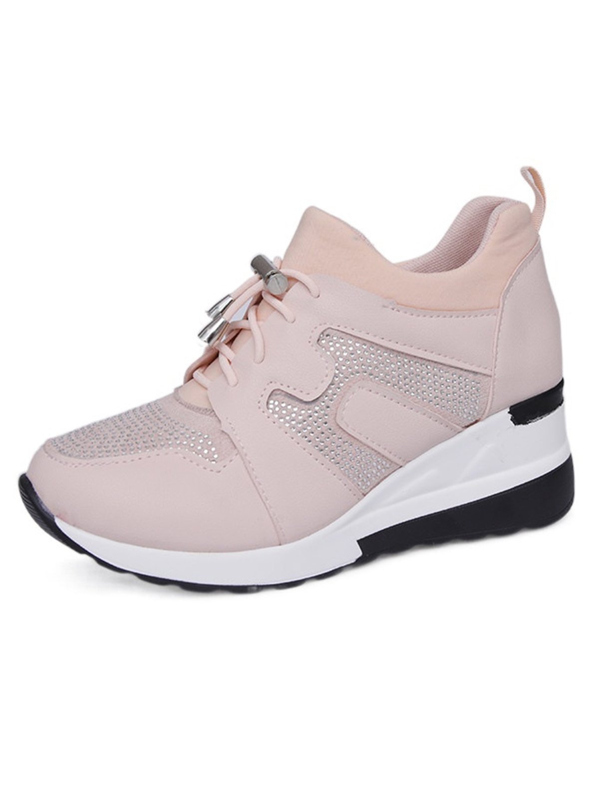 Casual Plus Size Rhinestone Plain Slip On Wedge Sneakers
