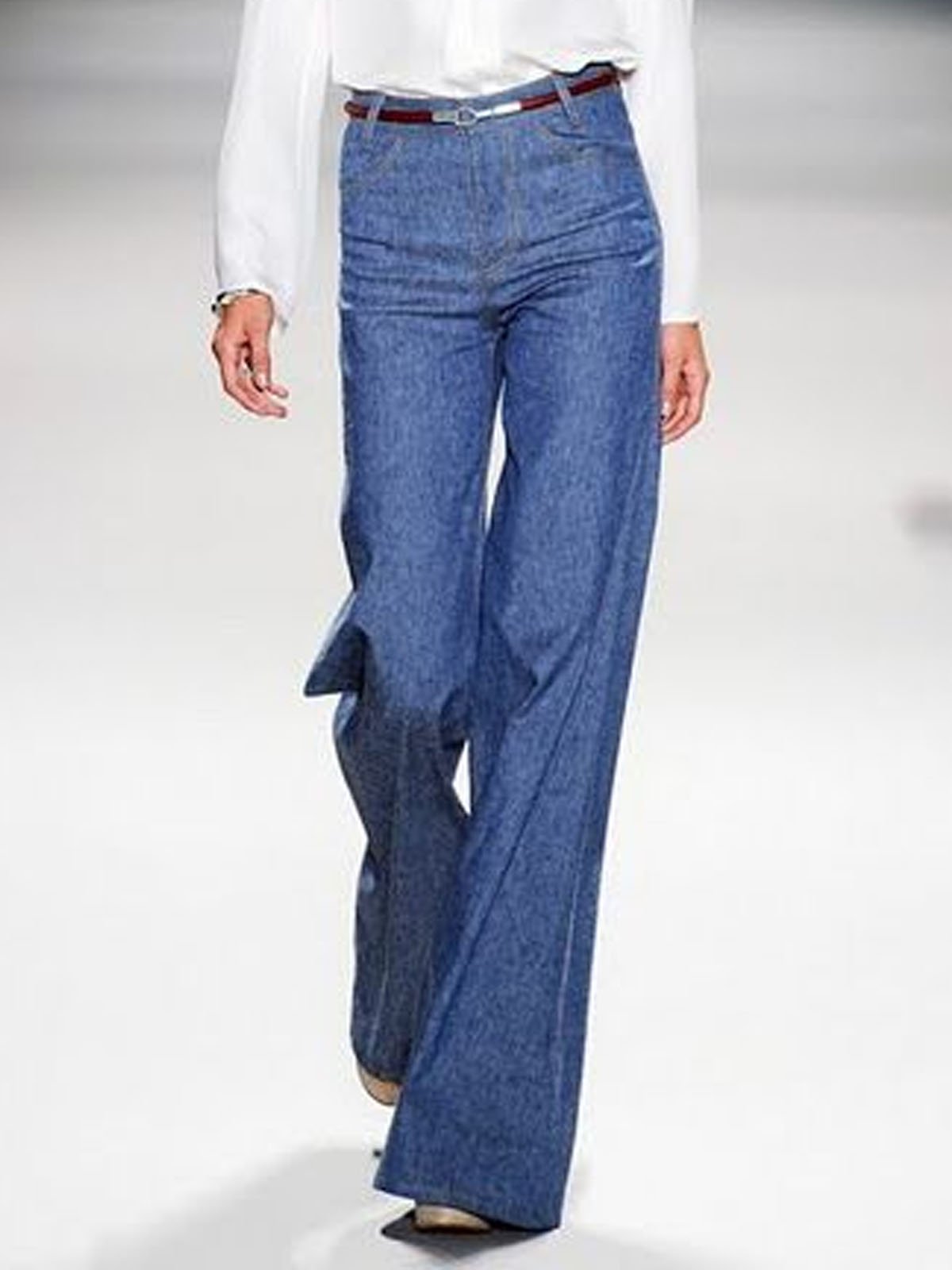 Denim Plain Casual Loose Jeans