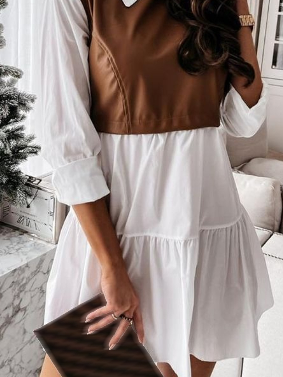 Casual Long Sleeve Shawl Collar Dress