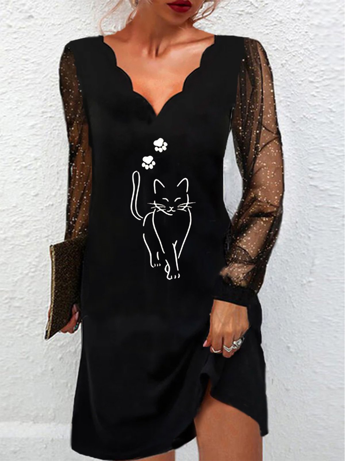 V Neck Loose Party Devore Dress