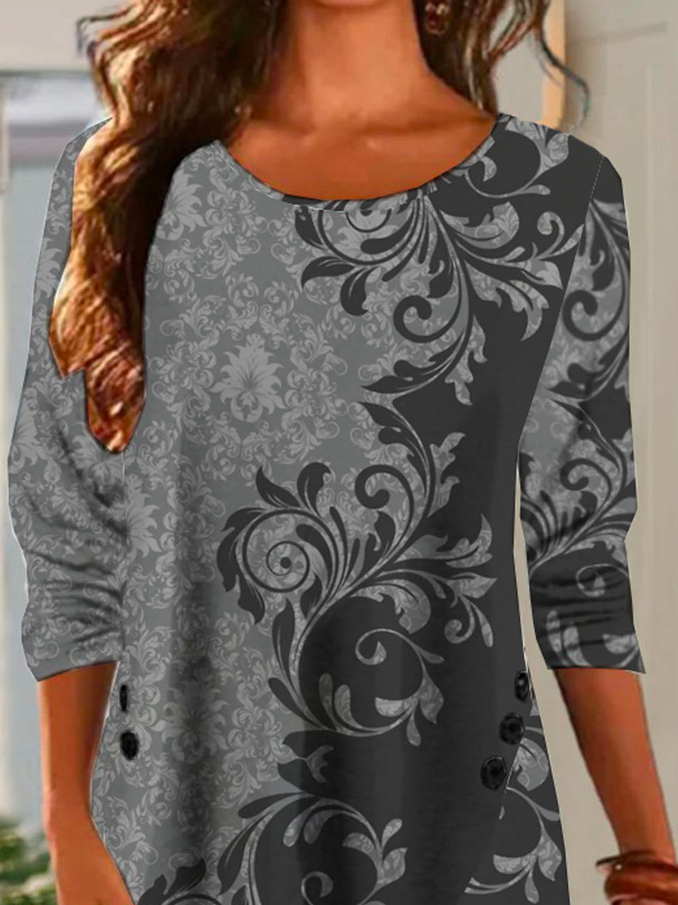 Crew Neck Casual Floral Loose T-Shirt