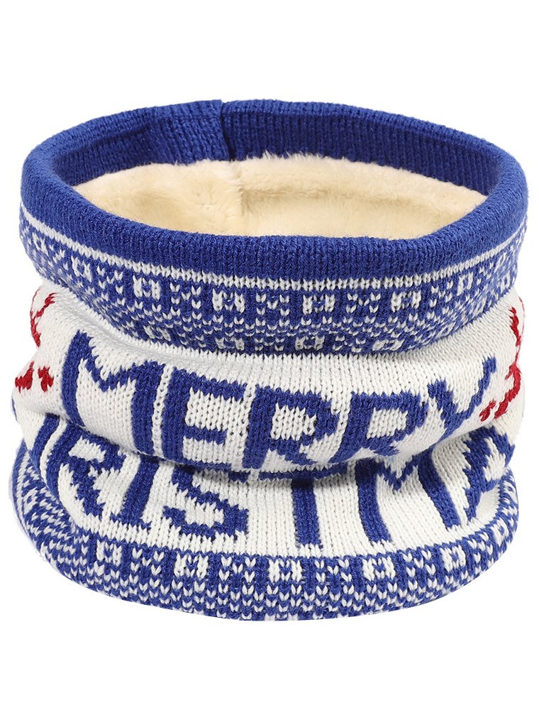 Merry Christmas Cotton Flannel Patchwork Scarf Autumn Winter Thickened Warm Accessories