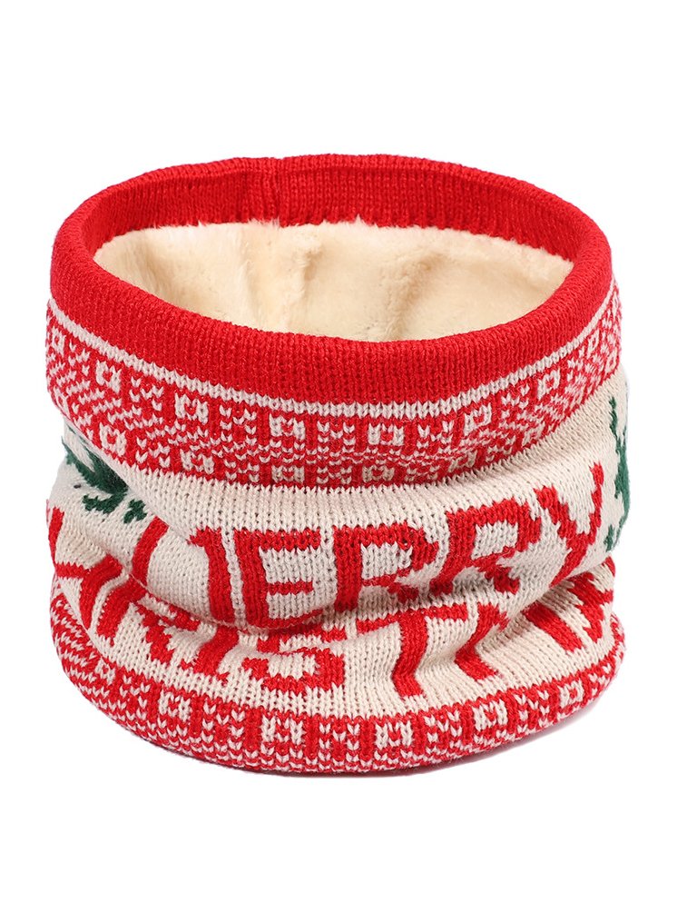 Merry Christmas Cotton Flannel Patchwork Scarf Autumn Winter Thickened Warm Accessories