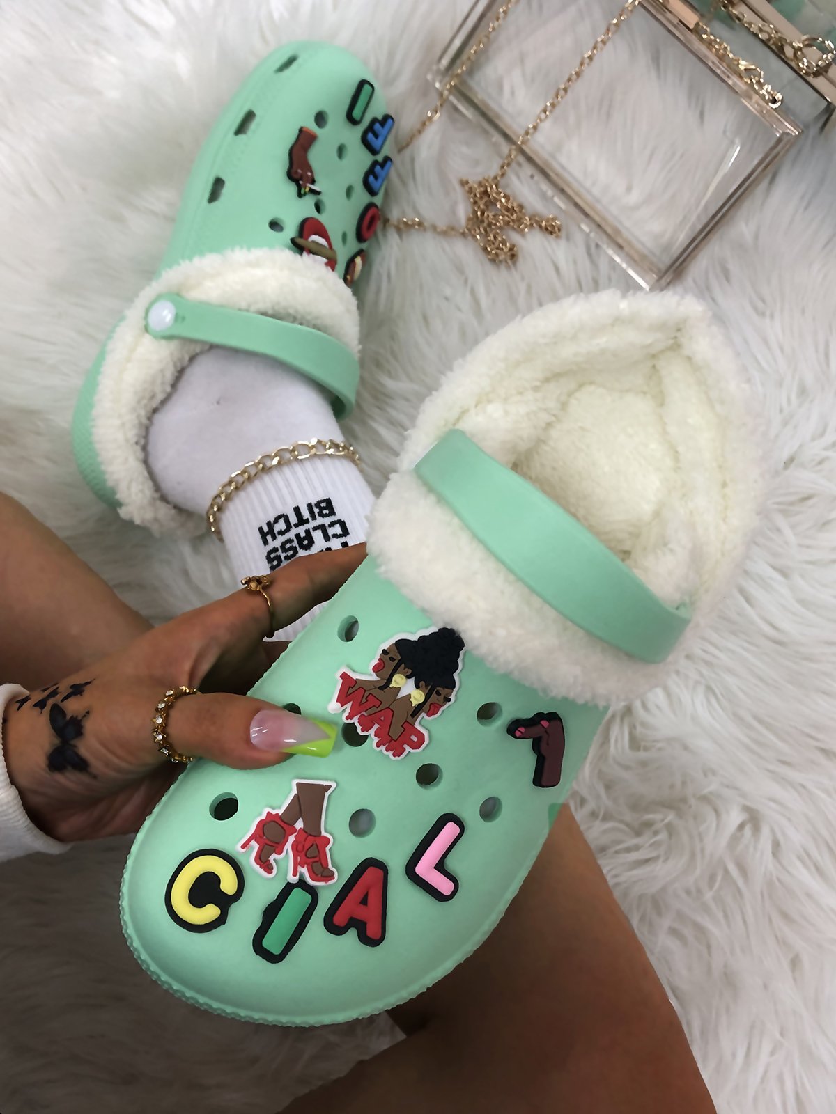 Text Letters Decor Casual EVA Vented Clogs Sandals