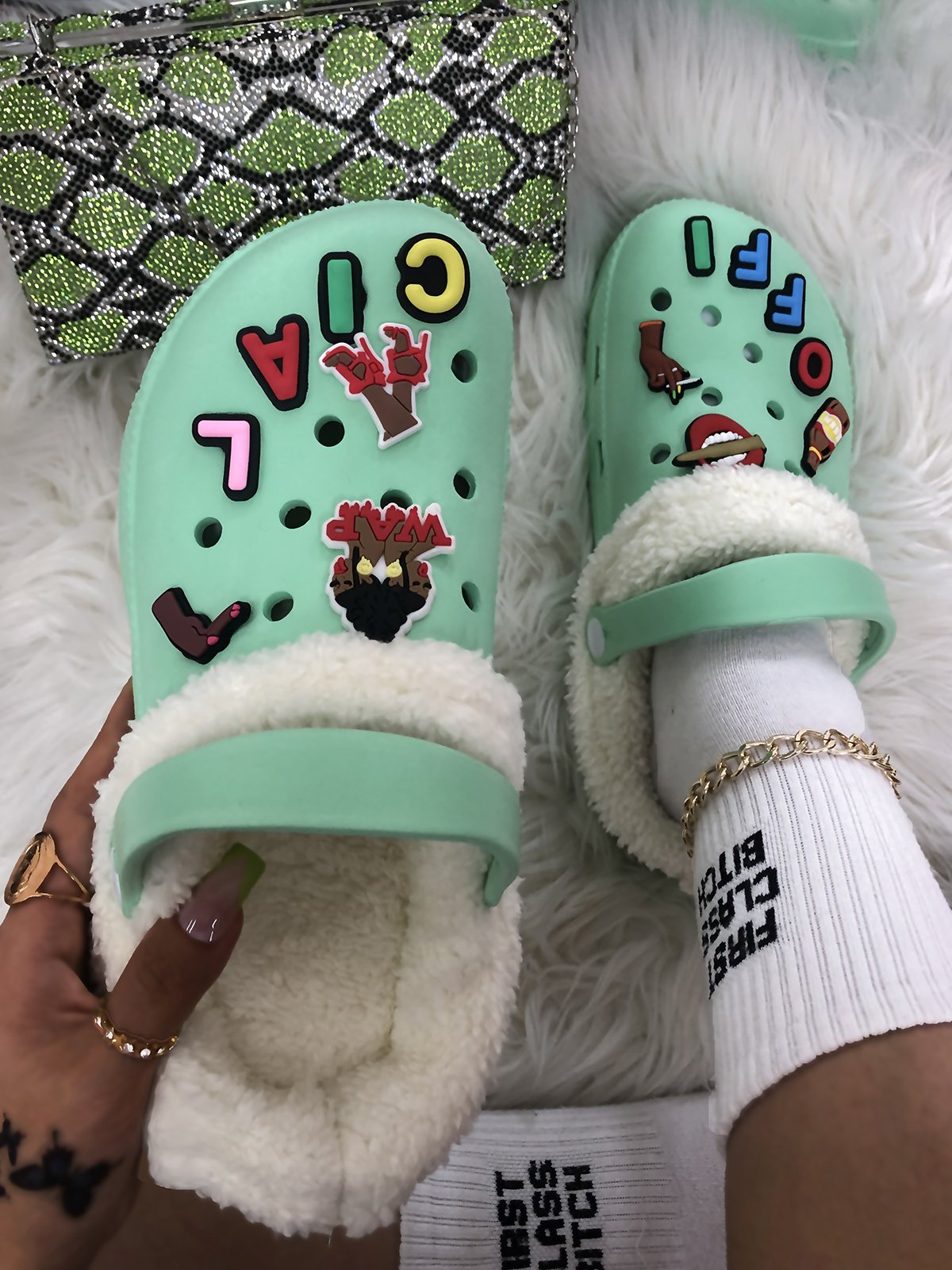 Text Letters Decor Casual EVA Vented Clogs Sandals