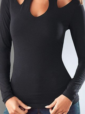 Casual Plain Crew Neck Long sleeve T-Shirt
