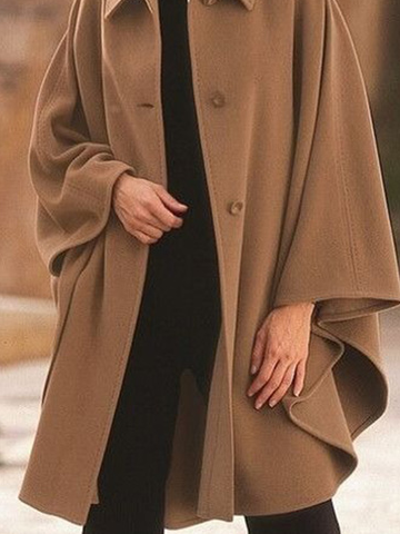 Buttoned Woolen Casual Long sleeve Overcoat