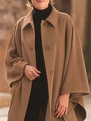 Buttoned Woolen Casual Long sleeve Overcoat