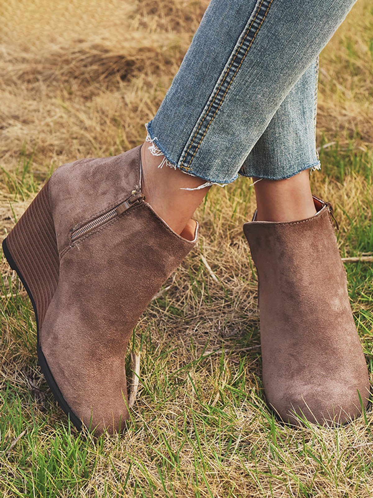 Vintage Leopard Wedge Booties