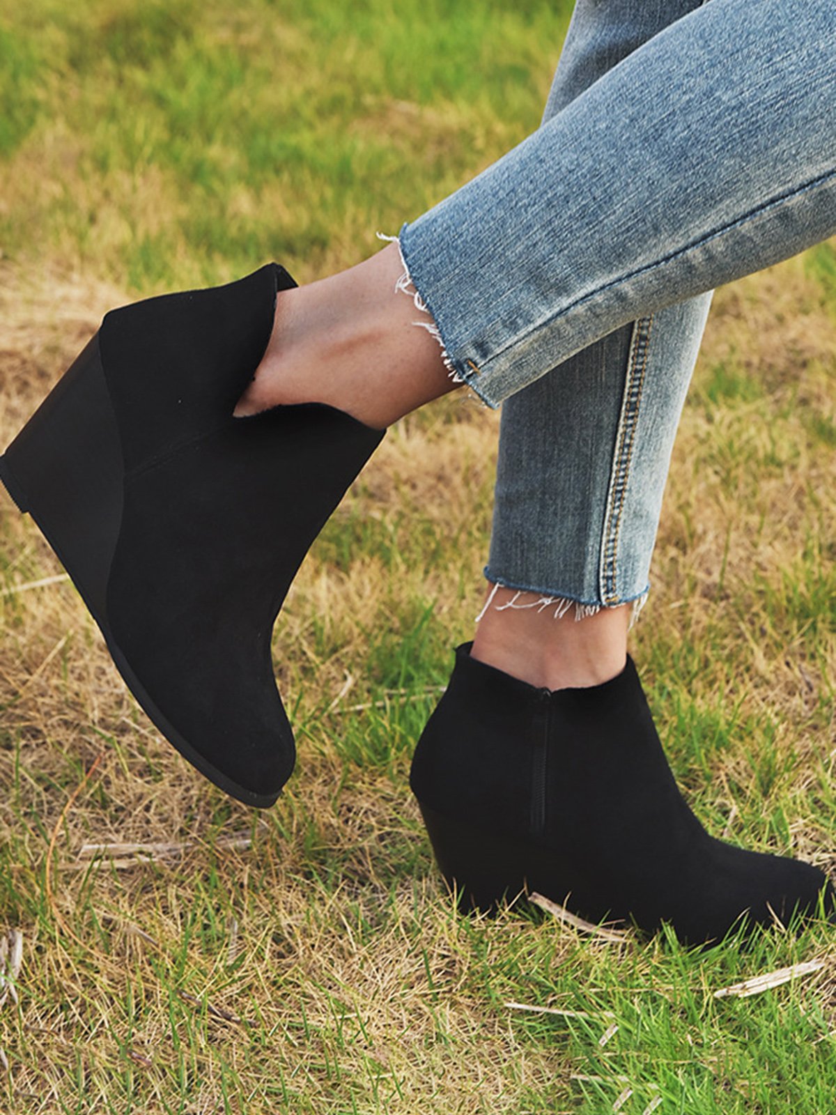 Vintage Leopard Wedge Booties