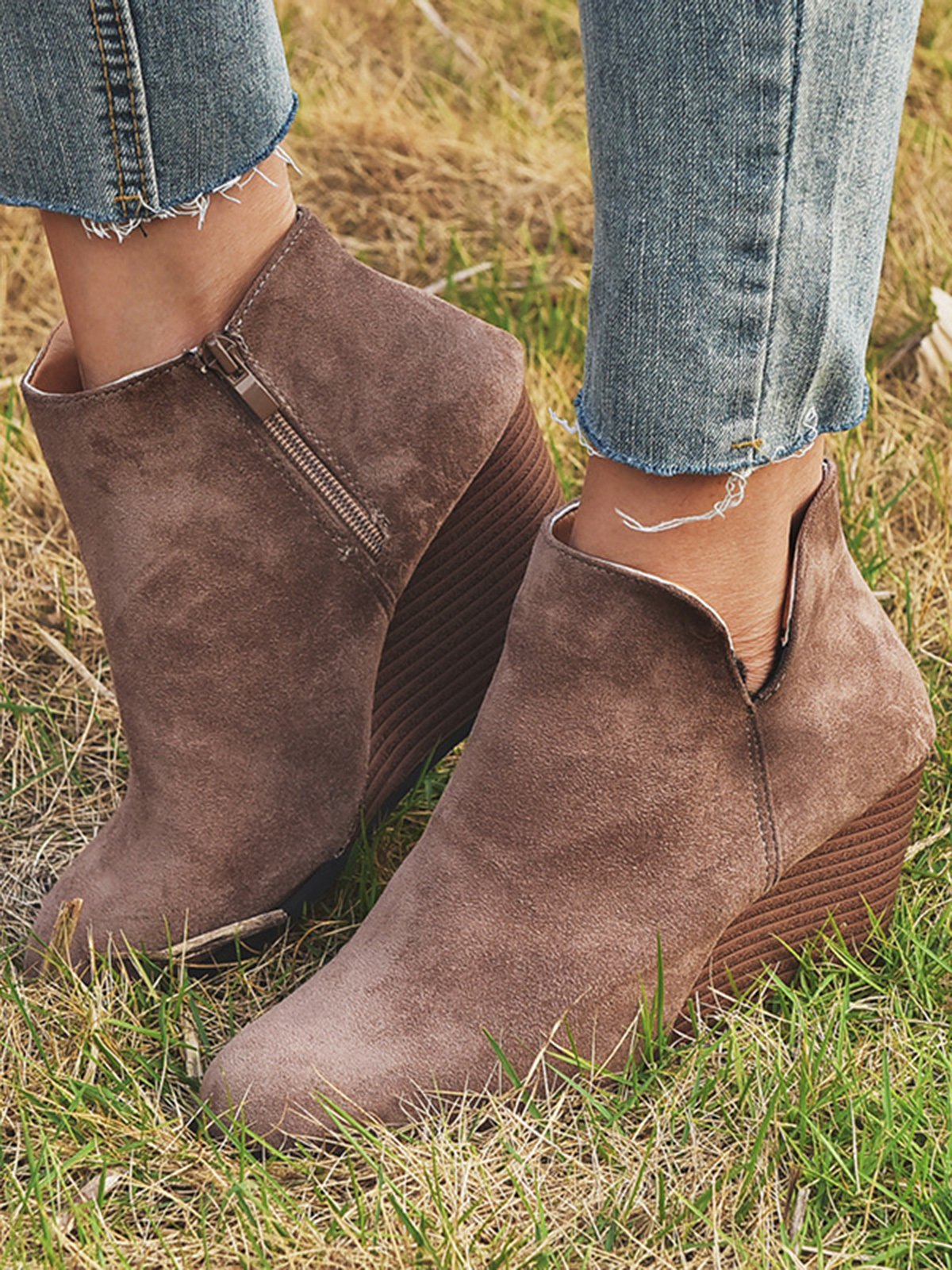 Vintage Leopard Wedge Booties