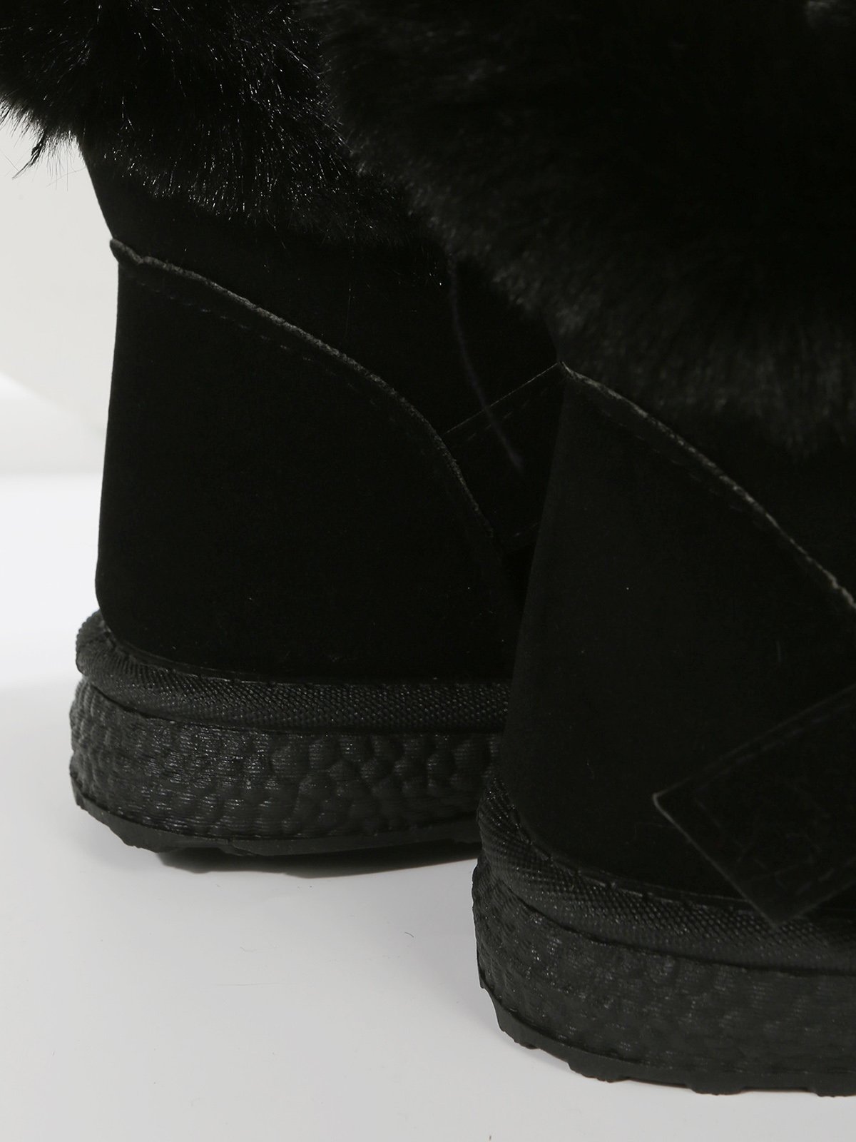 Casual Buckle Decor Faux Suede Furry Snow Boots