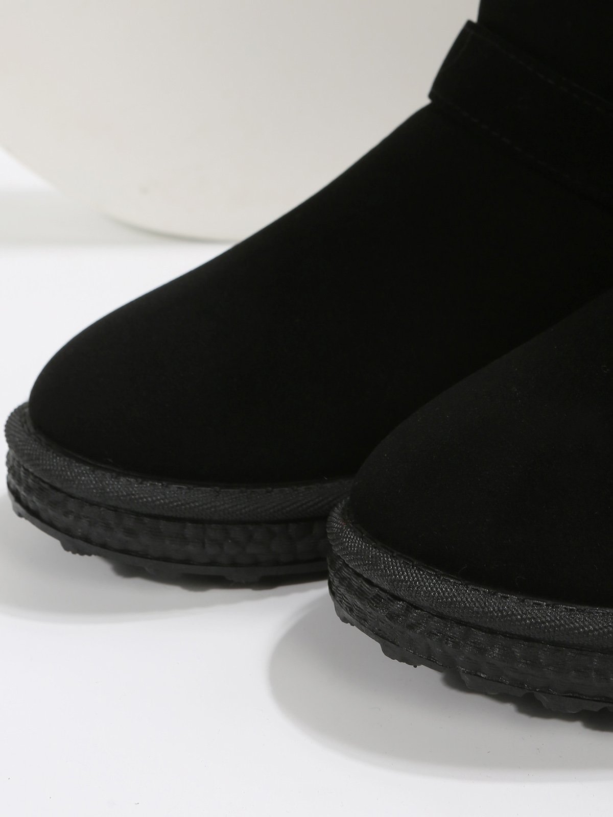 Casual Buckle Decor Faux Suede Furry Snow Boots