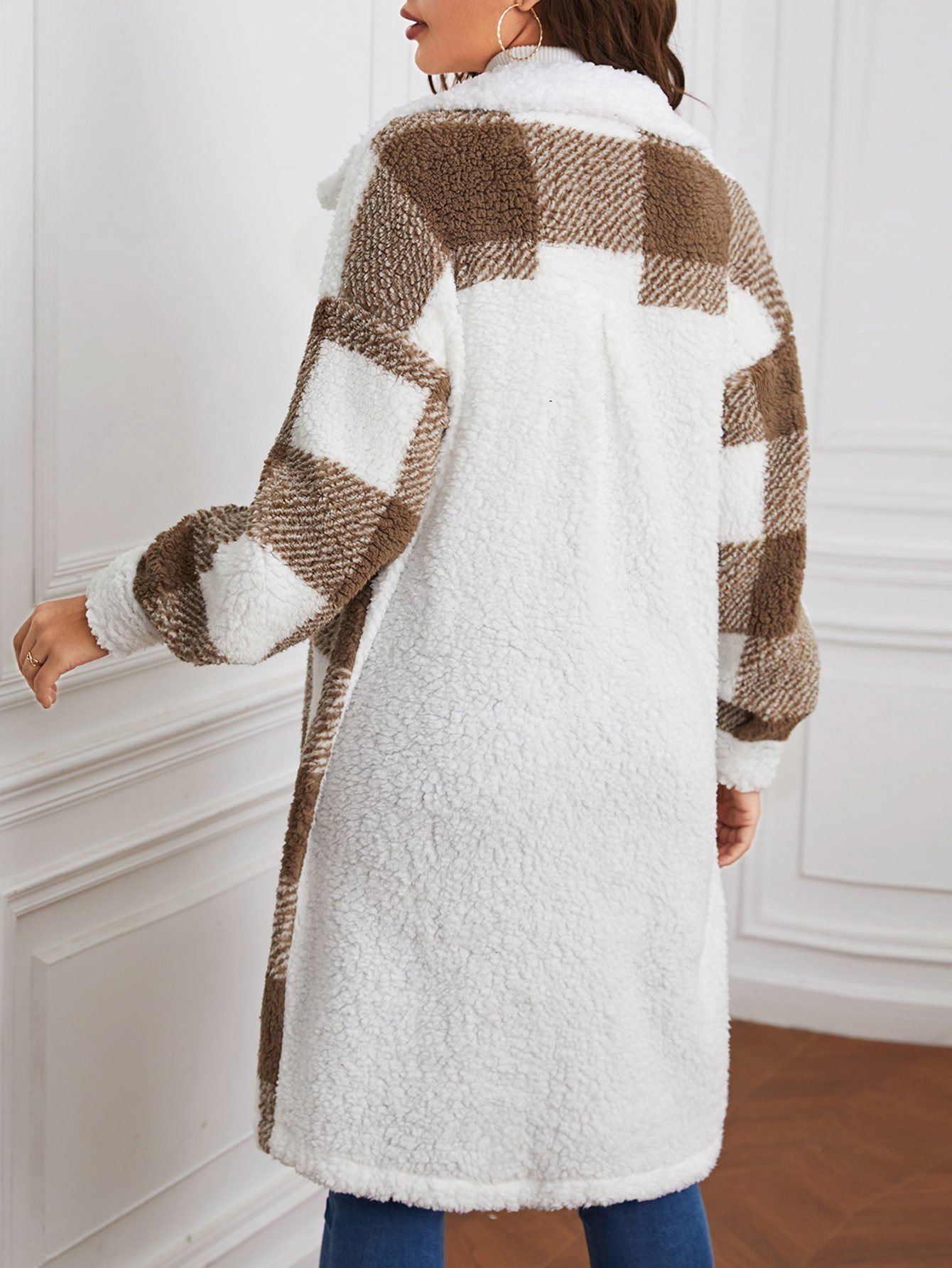 Fluff/Granular Fleece Fabric Shirt Collar Casual Teddy Jacket