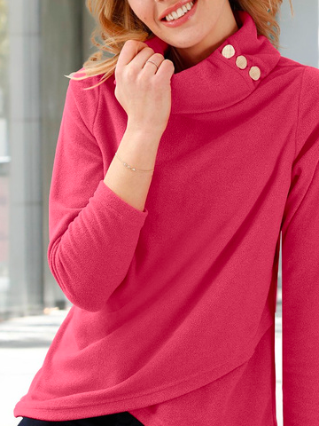 Casual Loose Turtleneck Plain tunic Sweatshirt