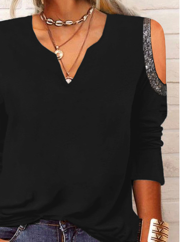 Plain Casual Long sleeve V neck T-Shirt