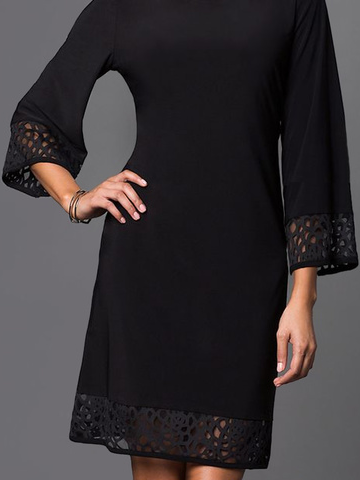 Loose Casual Plain Long sleeve Crew Neck Dress