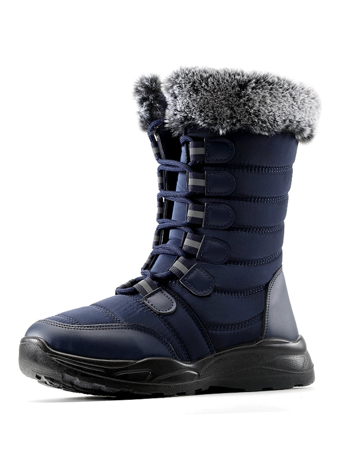 Plus Size Non-Slip Furry Lined Lace-Up Outdoor Boots