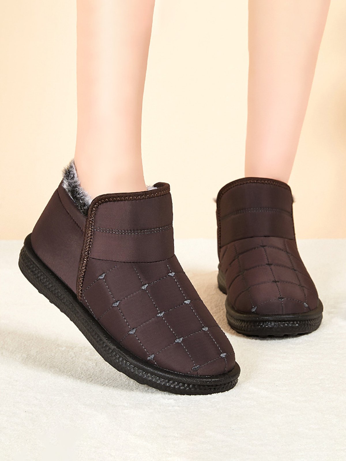 Winter Casual Embossed Slip On Snow Boots