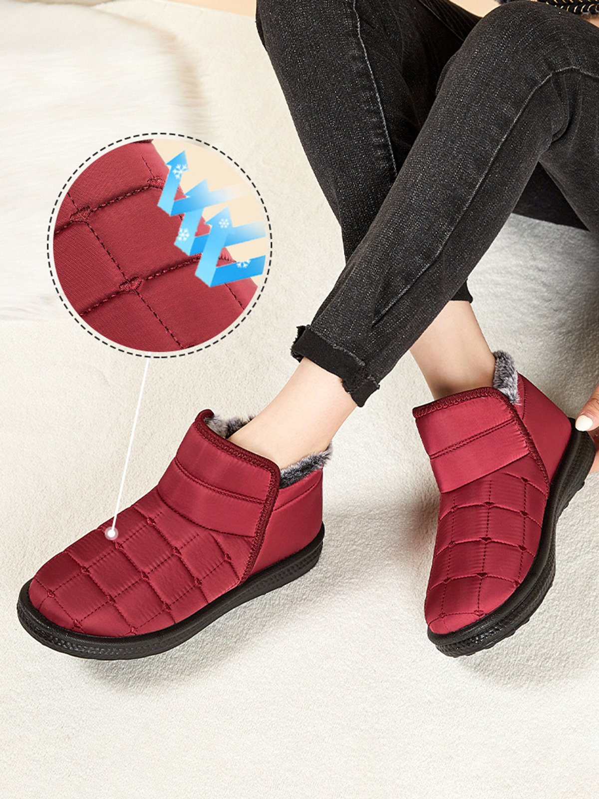 Winter Casual Embossed Slip On Snow Boots