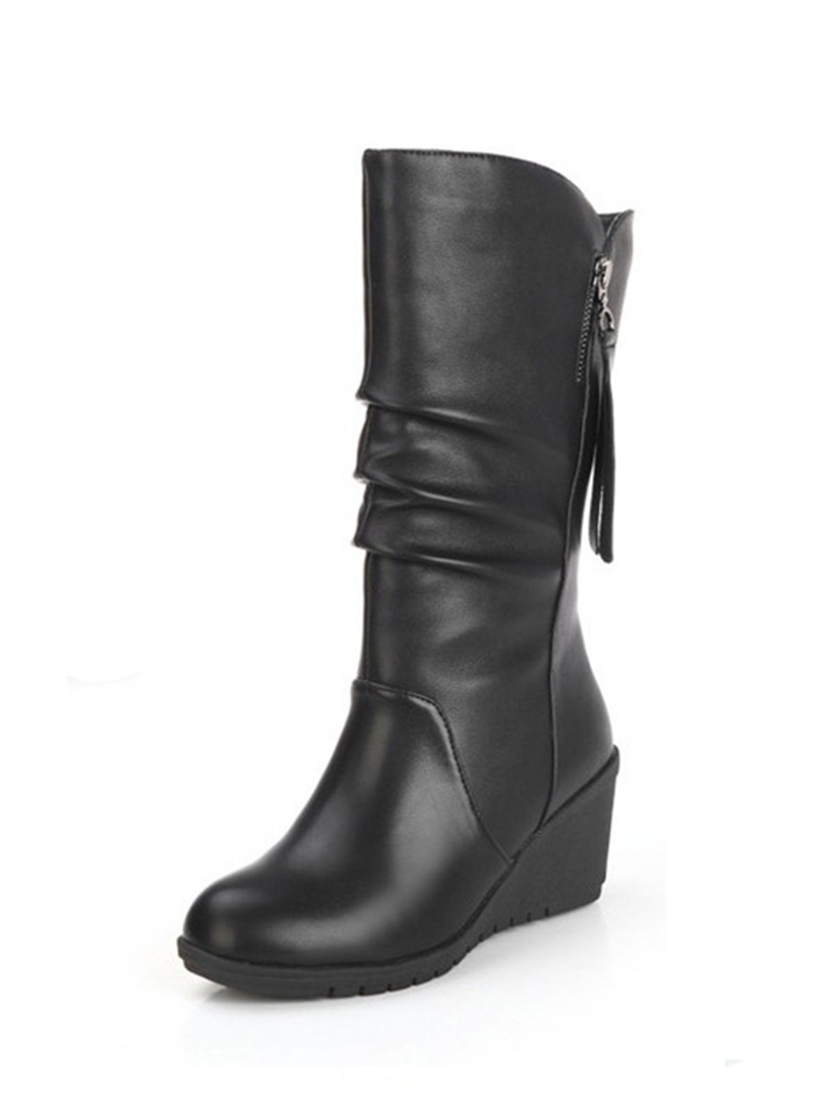 Casual Thermal Lined Side Zip Wedge Snow Boots